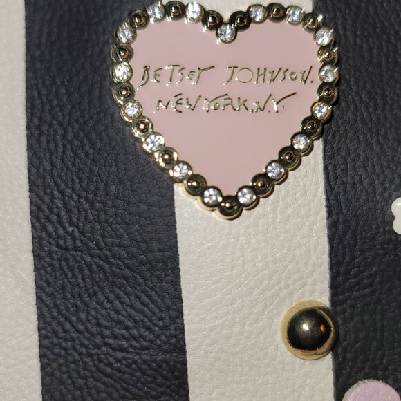 Betsey Johnson Black and White Stripe Satchel - Picture 10 of 14